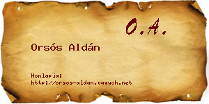 Orsós Aldán névjegykártya