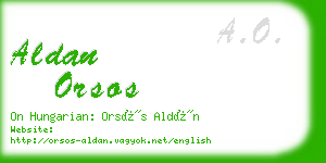 aldan orsos business card
